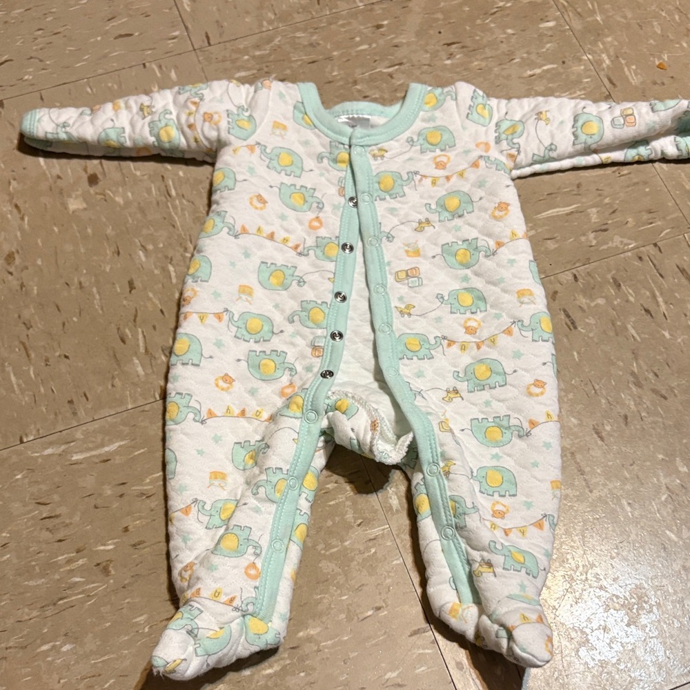 Elephant Patterned Kids Footie Pajamas